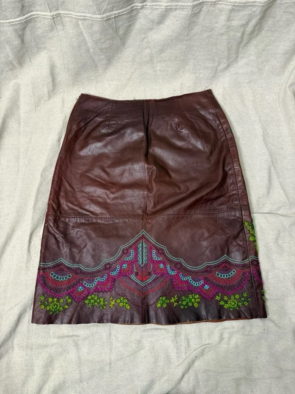 Anthropologie Sleeping on Snow leather skirt